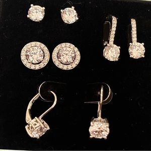 Four pair of cubic zirconia earrings. Never been worn!